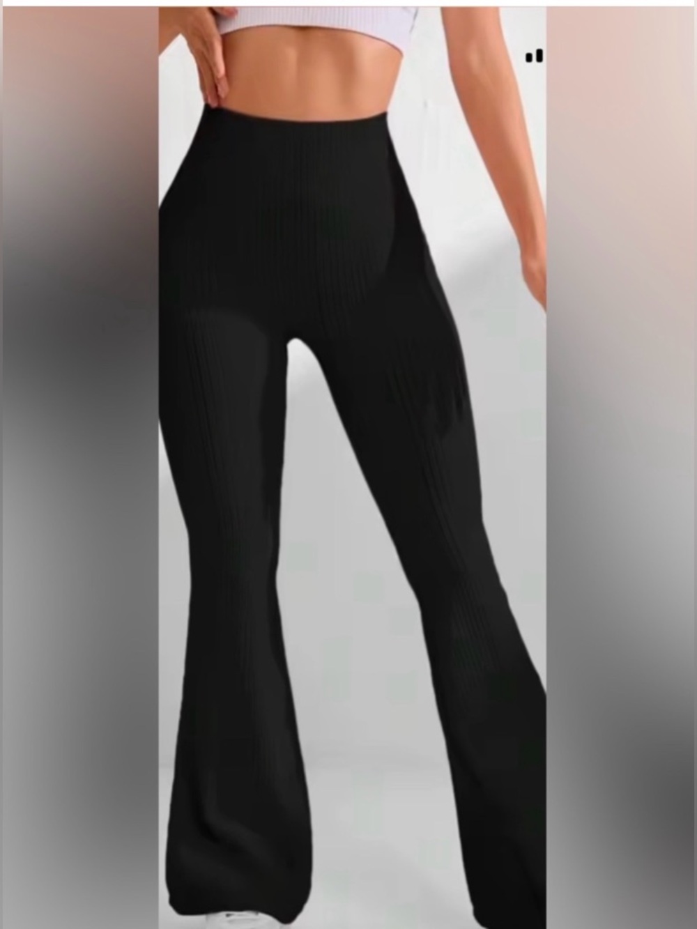 OQQ Black High-Waist Flare Pants/BellBottom